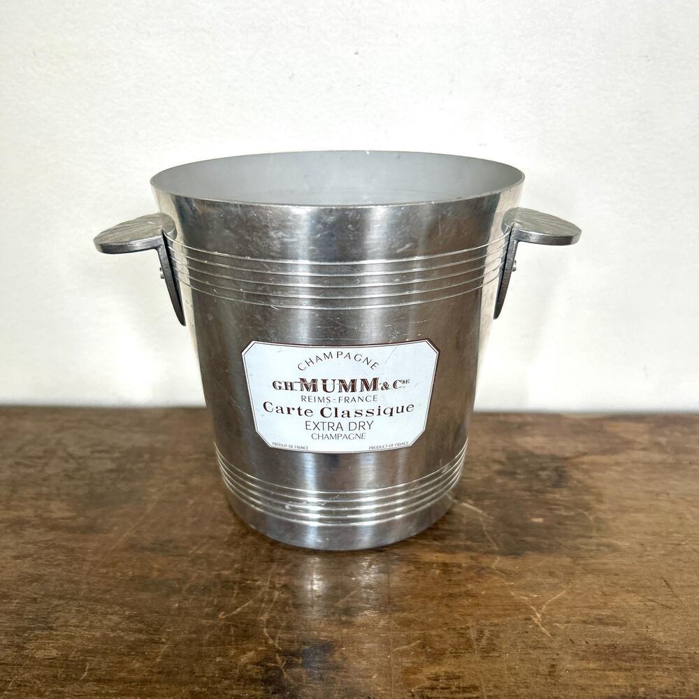 Vintage French Champagne Ice Bucket – G.H. Mumm & Cie Aluminum “Carte Classique”
